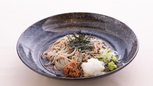 soba noodles with natto and grated radish